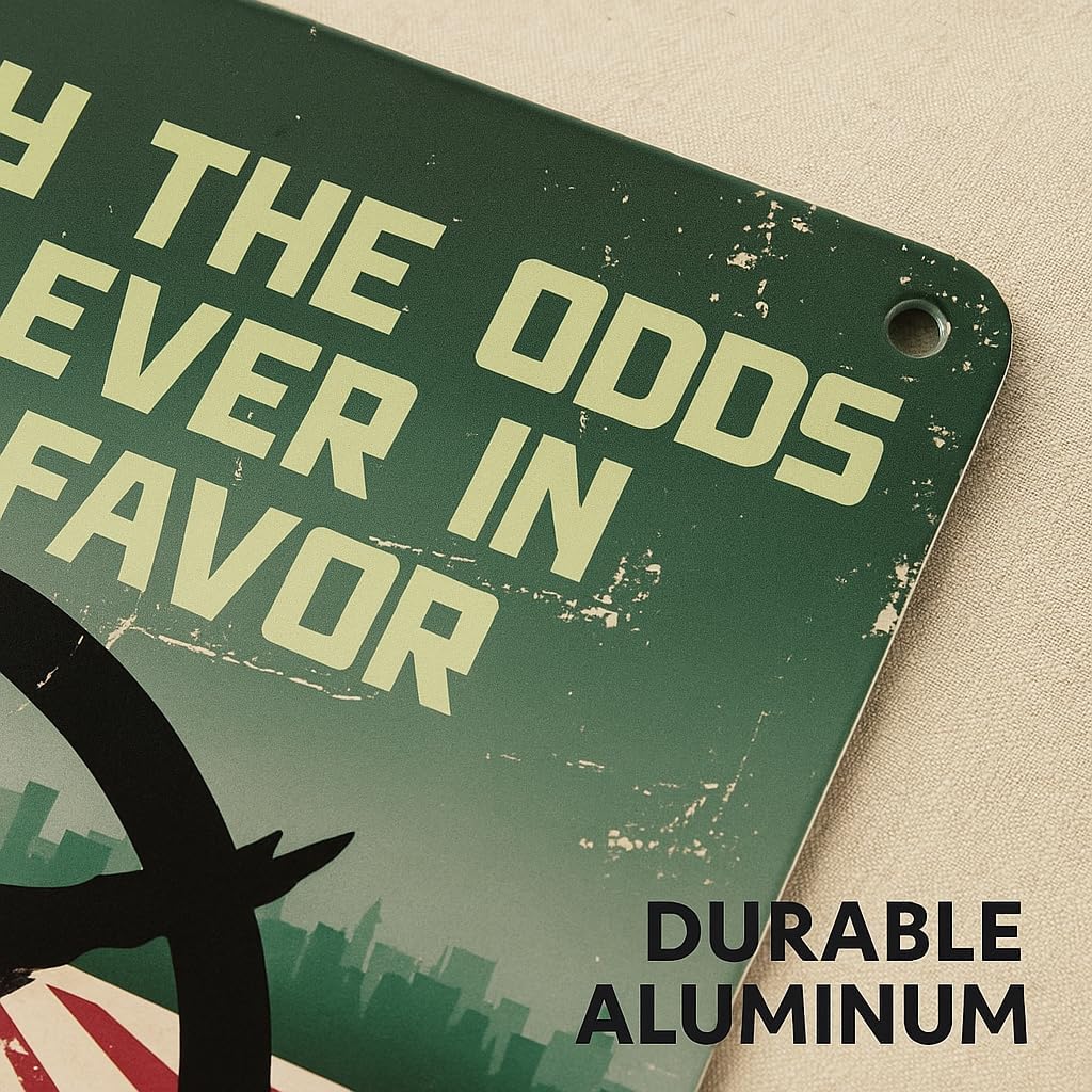 Hunger Games Inspired Metal Wall Art – 8×12 inch Aluminum Quote Sign for Movie Fans, Vintage Fan Decor for Bedroom, Office, or Game Room