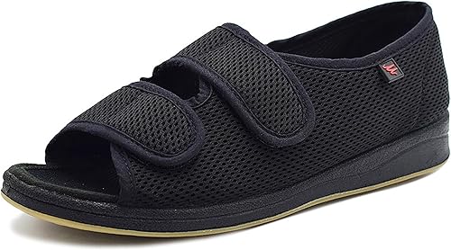 W&LESVAGO Sandalias diabéticas con punta abierta para mujer, zapatos de edema de artritis de ancho ajustable, cómodas pantuflas de casa para pies