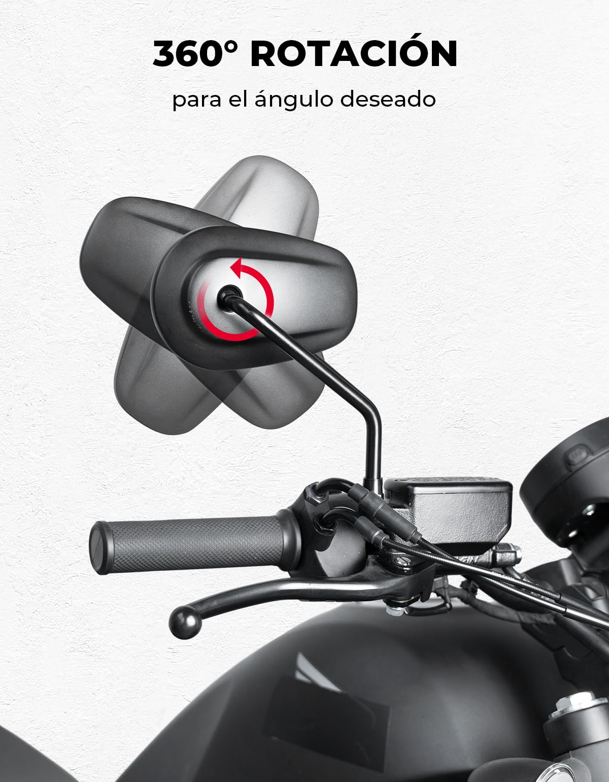 KEMIMOTO Retrovisores Moto, Fabricados en Aleación de Aluminio, Universales Espejos Motocicleta M10, Ajustables 360°, Amplia Área de Visión, para la Mayoría de Motos