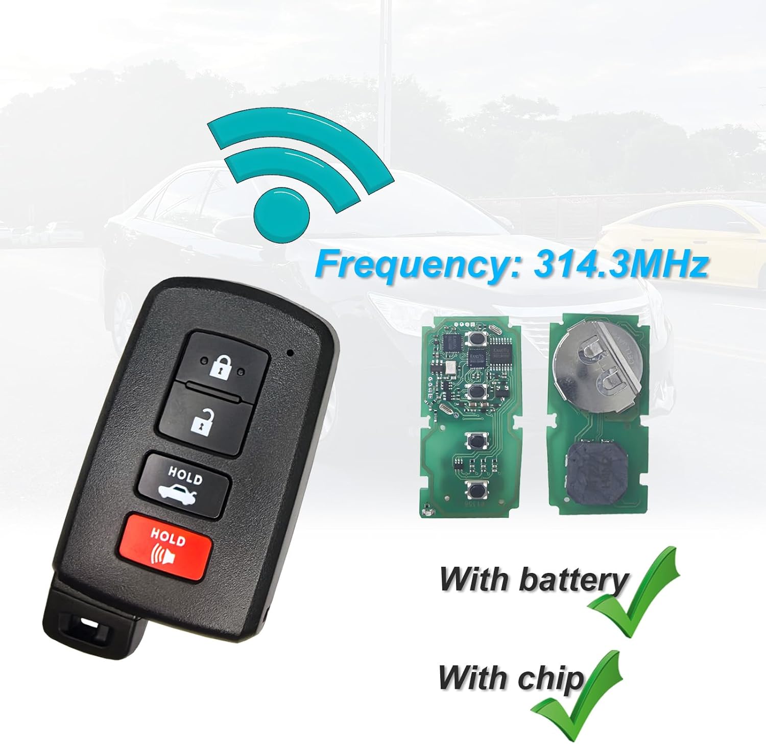Smart Car Key fob Replacement fits for Toyota Camry Avalon Corolla 2012-2018 Car Keyless Entry Remote HYQ14FBA 89904-06140 314.3MHz