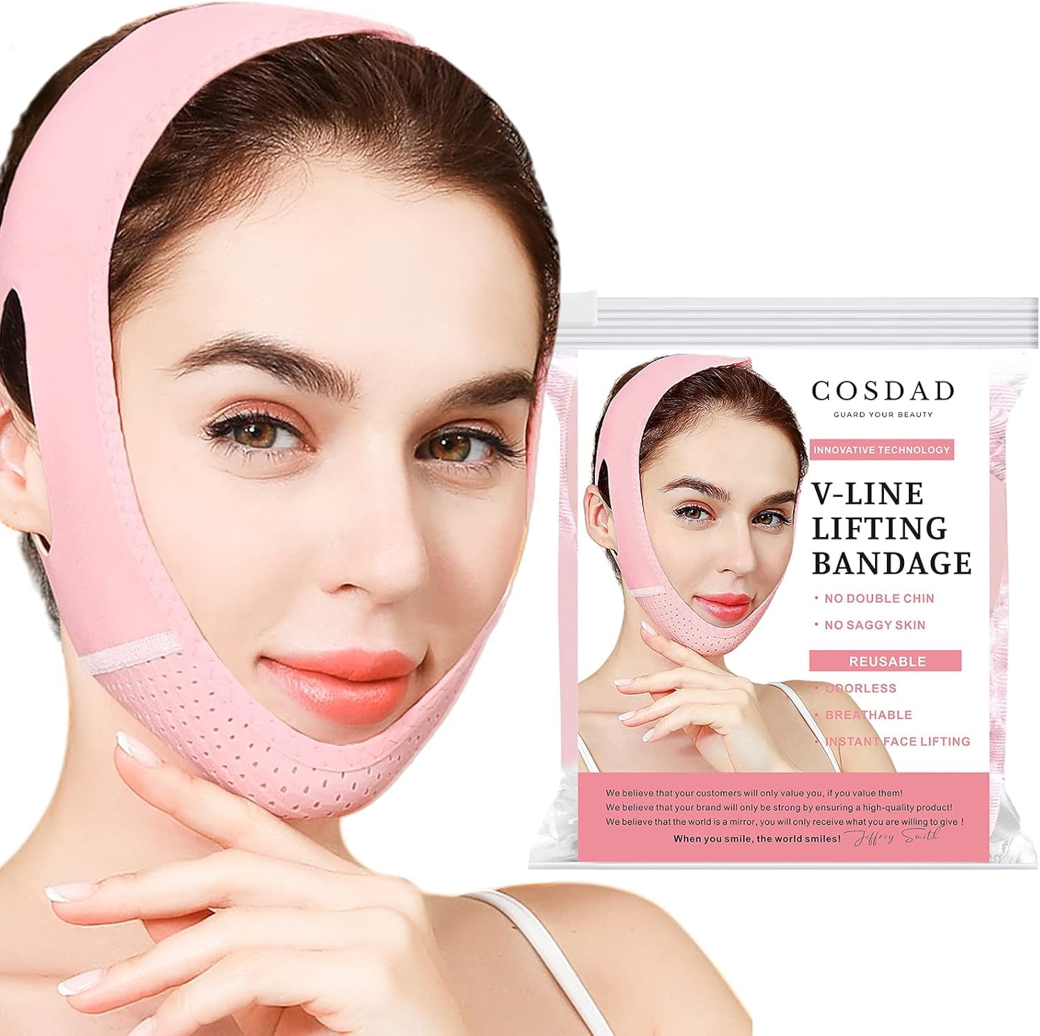 Face Lift Tape, Chin Strap and Mouth Tape for Sleeping – Comfortable Wear for Jawline Support and Double Chin Care