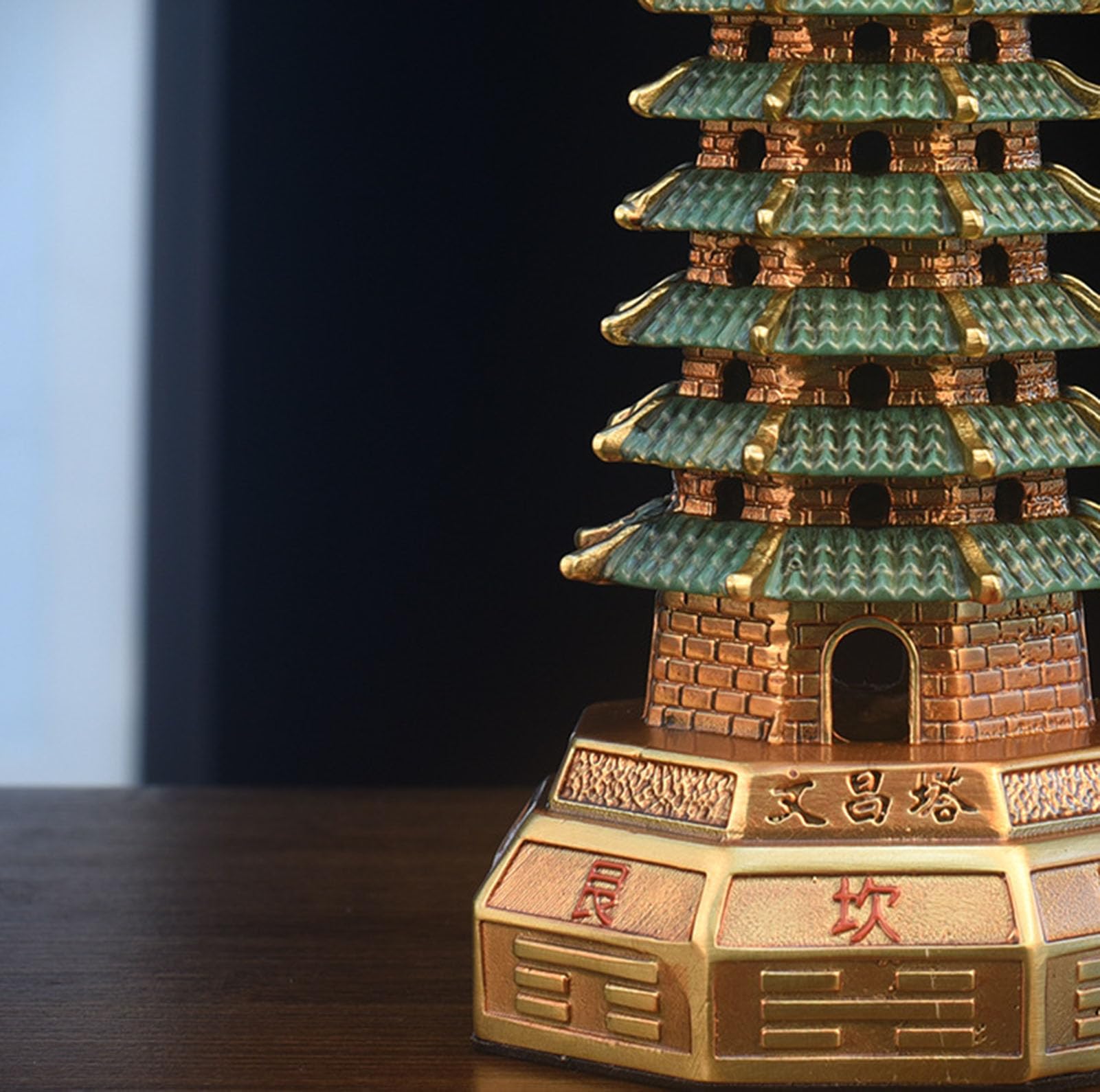 Statua wieży Wenchang, mosiężna 8-poziomowa pagoda | Prezent na sukces akademicki, figurka firmy zajmującej się ochroną, dekoracja biura domowego świątyni buddyzmu