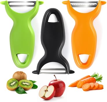 LHS Vegetable Peeler Set, 3 Packs Apple Peeler and Potato Peelers for Fruit Carrot Zucchini Cucumber, Stainless Steel Y Peeler Shredder Slicer Multifunctional Veggie and Fruit Peeler