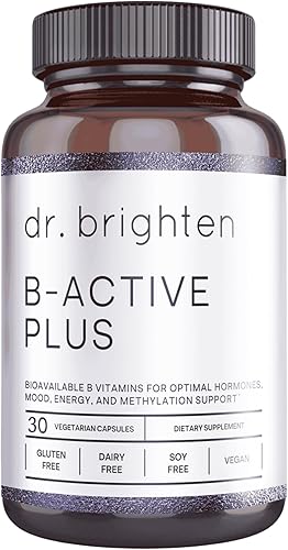 Dr. Brighten B-Active Plus - Fórmula combinada de suplementos dietéticos de vitaminas B suministra la mayor parte de la vitamina B en sus formas