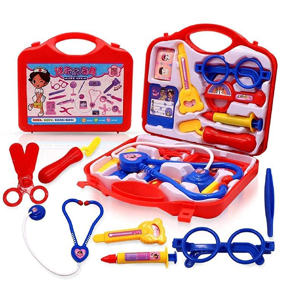 3 jokers Doctor Play Set with Foldable Suitcase, Doctor Set Toy Game Kit, Compact Medical Accessories Toy Set Pretend Play Sets,Docter Kit Toy for Kids,Boys,Girls,Childrens (Multicolor)