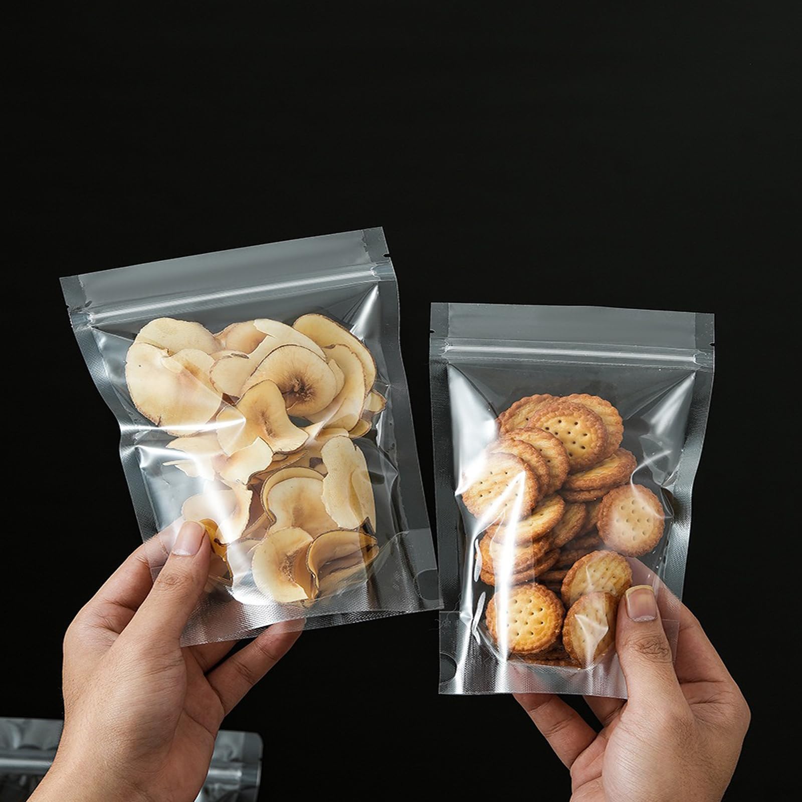 50 Pcs Resealable Packaging Bags, clear stand up food pouch bags with resealable lock seal zipper for Packaging Candy,Nuts,Snack,Tea,Spices,Treats,Pet Food and Soaps (5.5x7.9inch)