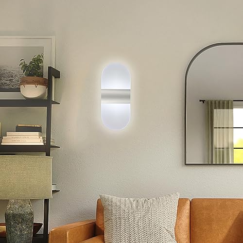 Miniatura 8 de Modernos apliques de pared, 2 lámparas de pared LED acrílicas para sala de estar, dormitorio, pasillo, funciona con pilas USB recargable, luz