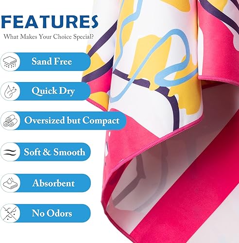 Miniatura 7 de Your Choice Toalla de playa  Toallas de playa de microfibra de gran tamaño, toalla de playa de secado rápido para adultos, toalla de playa sin