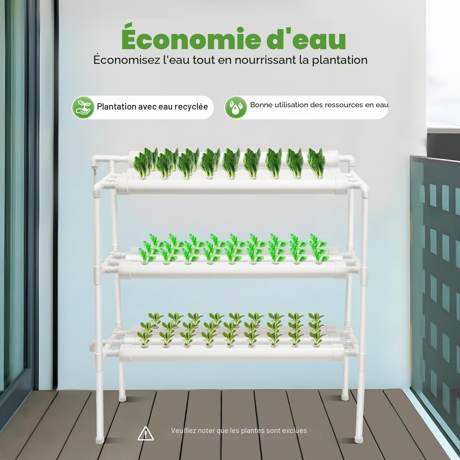 Futchoy Hydroponic Site Grow Kit de culture 108/90 Plant Sites 3 couches Plant Plant Plant Plant Plant Plant Jardin Terrasse pour Maison, Jardin et Bureau (99 Plants)