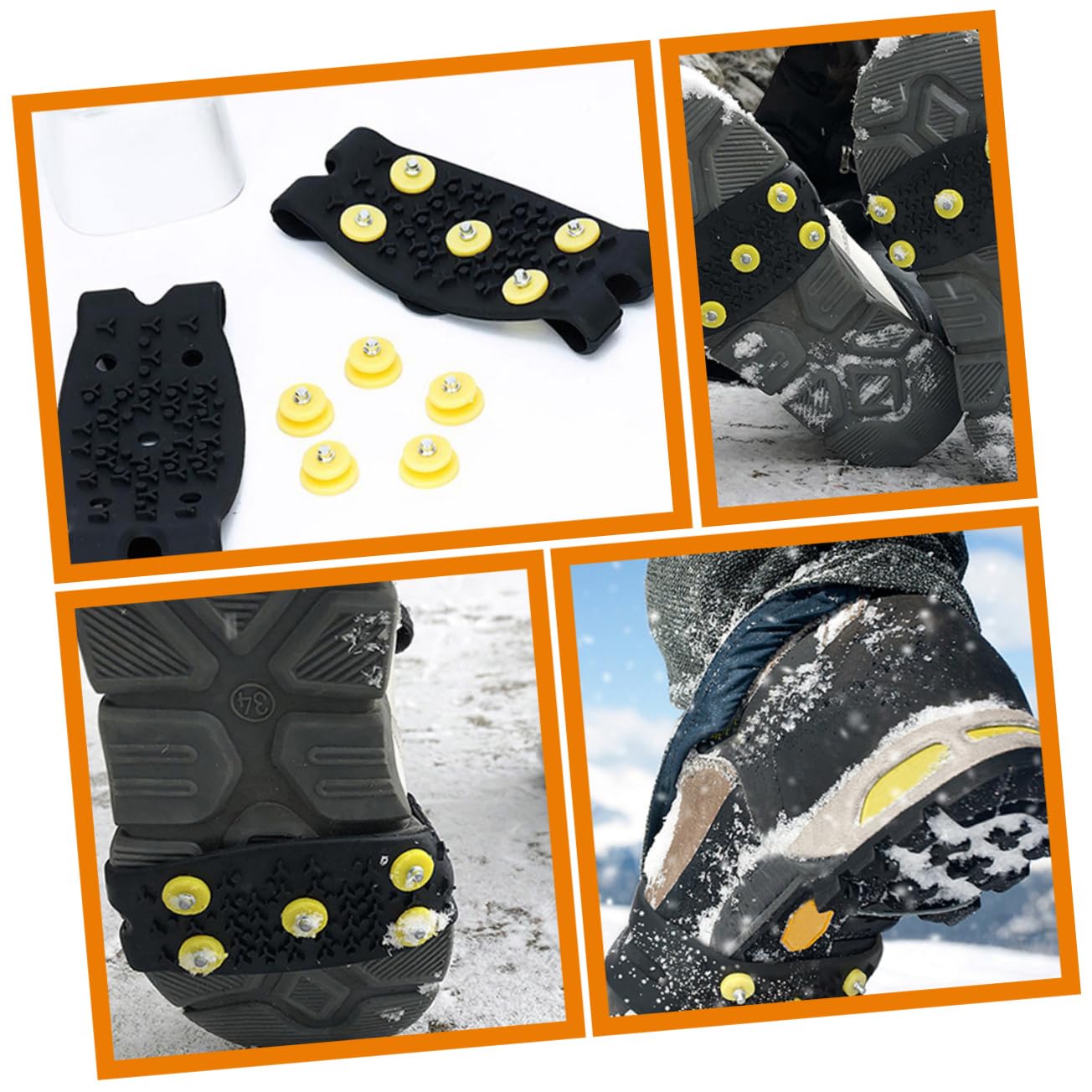 Beavorty Copriscarpe Antiscivolo Per Inverno Ramponcini in Tpe Con Punte Ghiaccio Per Escursioni Attività Outdoor Adatti Scarpe Leggeri