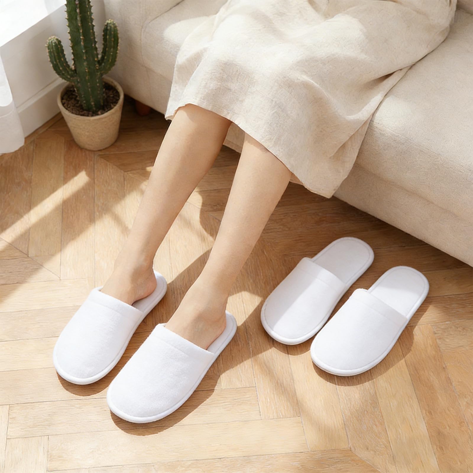 Set di 3 paia di pantofole antiscivolo, adatte per hotel, spa, casa e viaggi; pantofole usa e getta, unisex.