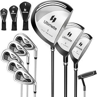 Tangkula 9 Pieces Men's Complete Golf Club Set Right Handed, Includes 460cc Alloy Driver & #3 Fairway Wood & #4 Hybrid & # 6 & #7 & #8 & #9 & #P Irons, Putter & 3 Head Covers