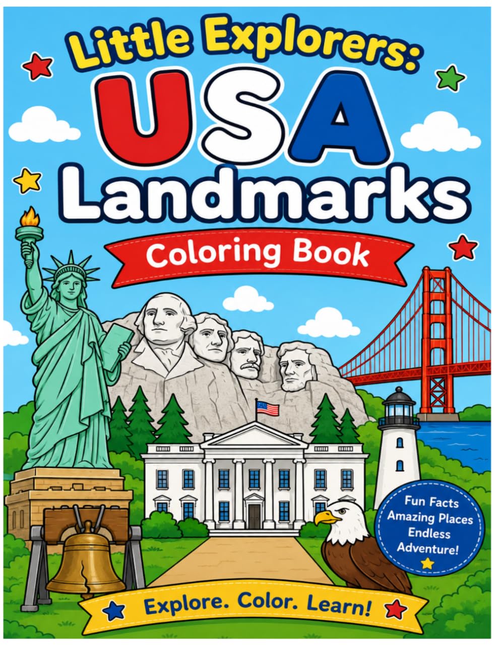 Little Explorers: USA Landmarks Coloring Book
