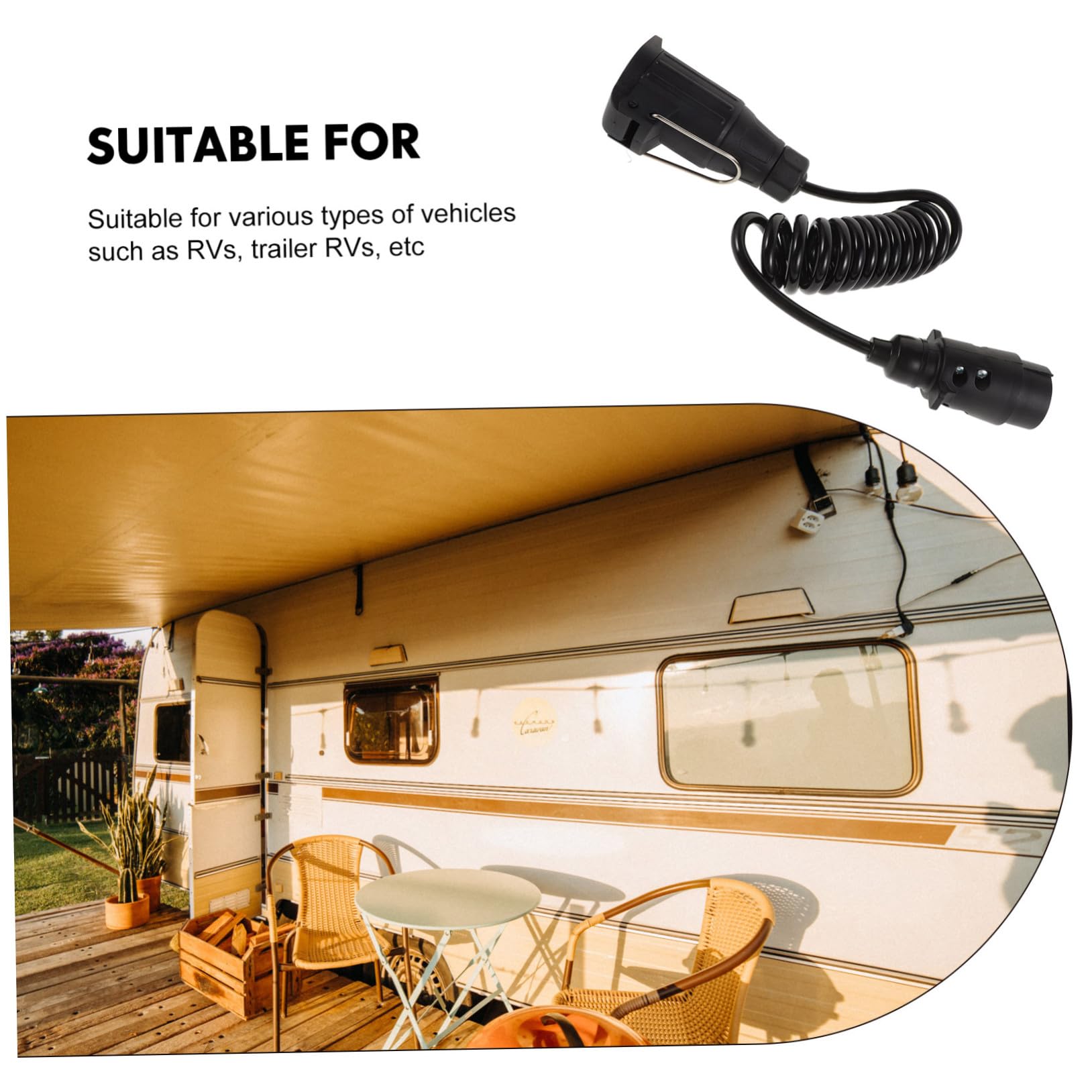 Alipis Poliger Anhängerstecker Polige Steckdose Spiralkabel Verlängerungskabel für Wohnwagen und Bootsanhänger Robustes Kabelbaum Adapter Tangle Resistent Kompatibel mit Wohnmobil und