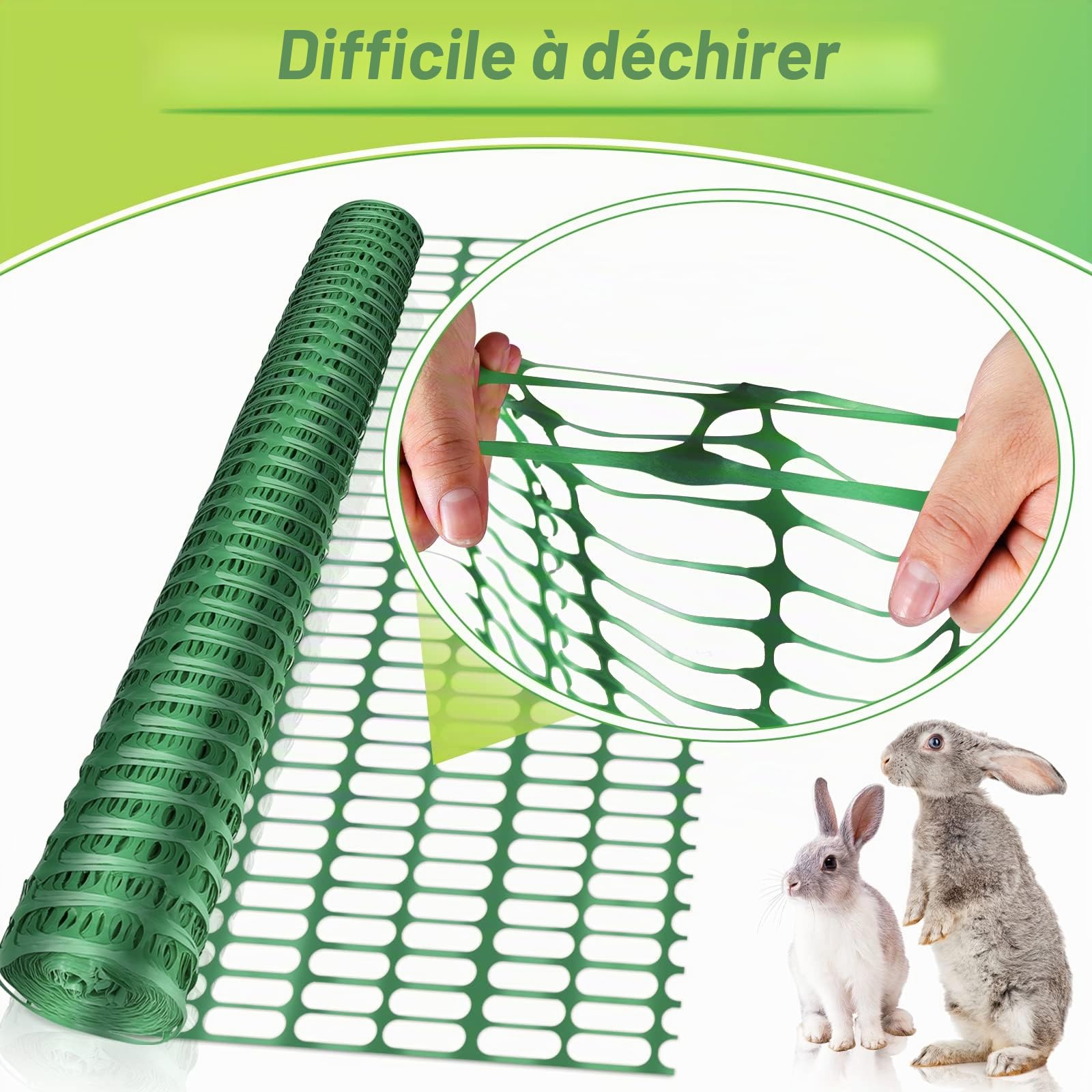 Filet de protection en plastique - 1 x 50 m - Vert - Clôture de chantier - Filet de sécurité