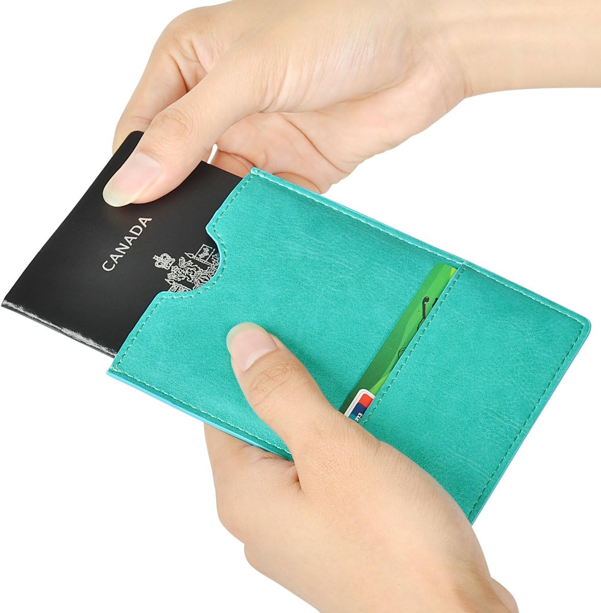 XEYOU Passport Holder Cover - Ultra Slim Premium Vegan Leather Travel Wallet Case Cover (Green) - Image 4