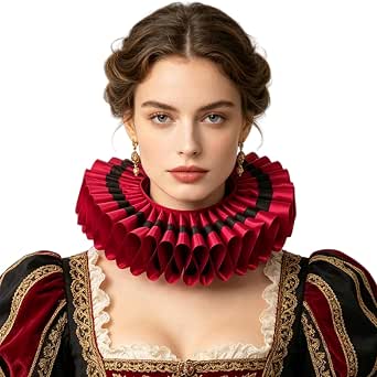 Renaissance Victorian Neck Ruffle Elizabethan Ruff Collar Vintage Detachable Clown Neckwear for Men and Women