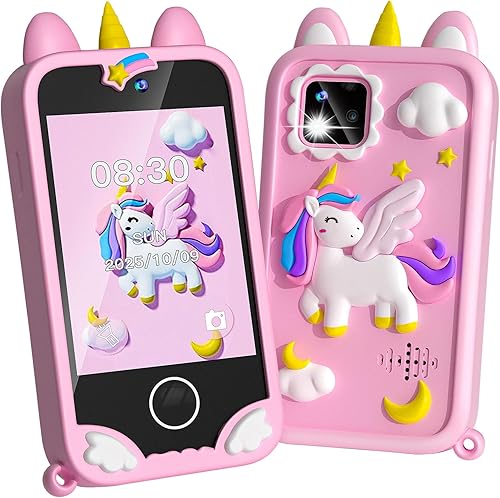 Kids Phone - Toddler Girl Toys for Age 3-10, Christmas Birthday Gifts for Girls, 2.8" Touchscreen Kids Smart Phone with Dual Cameras, Games, Music Player, 32GB Card, Toddler Learning Toys Cell Phone