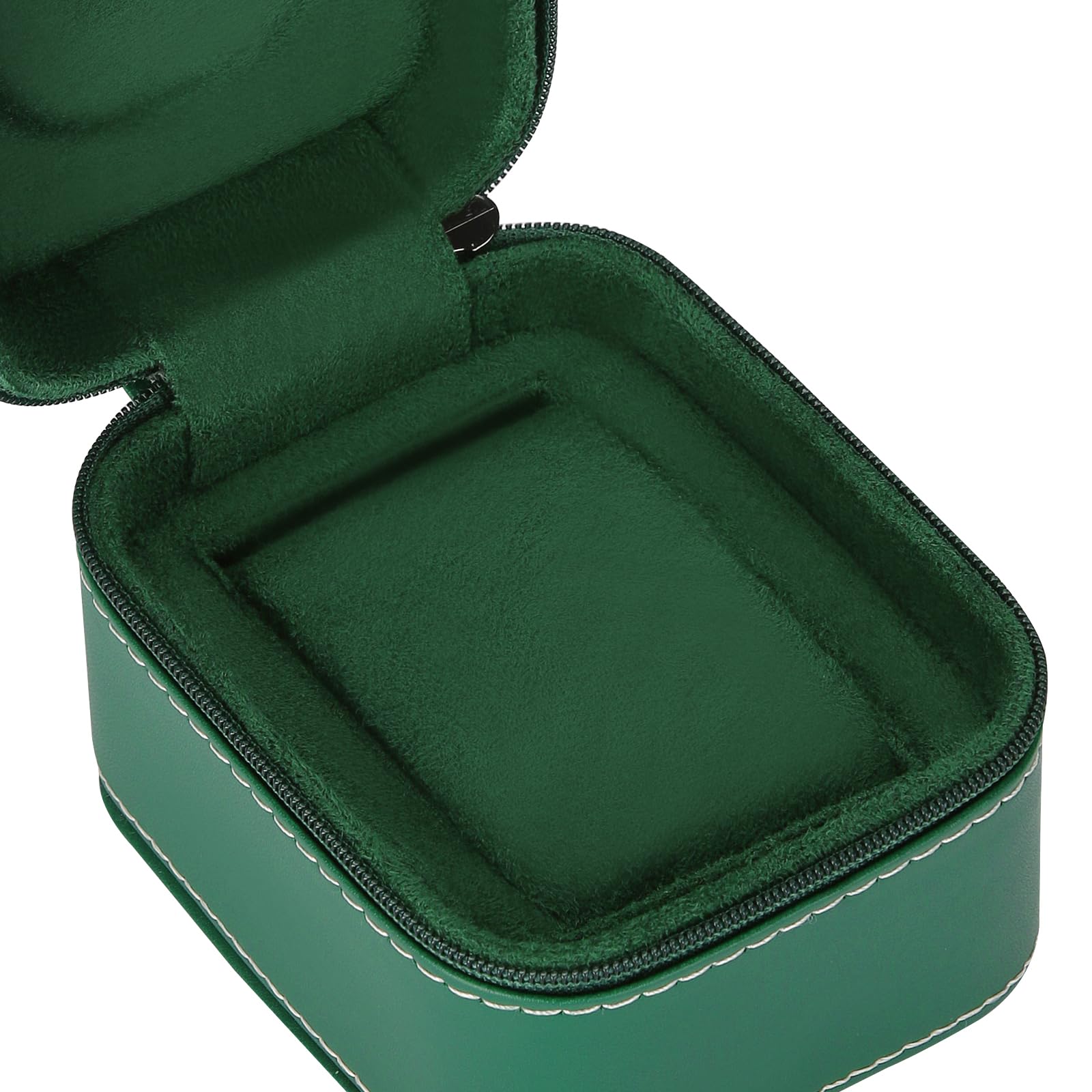 Single Watch Box, Small Watch Travel Cases for Men Women, Portable Zipper Wristwatches Storage Holder Boxes with Removable Pillow (Green)