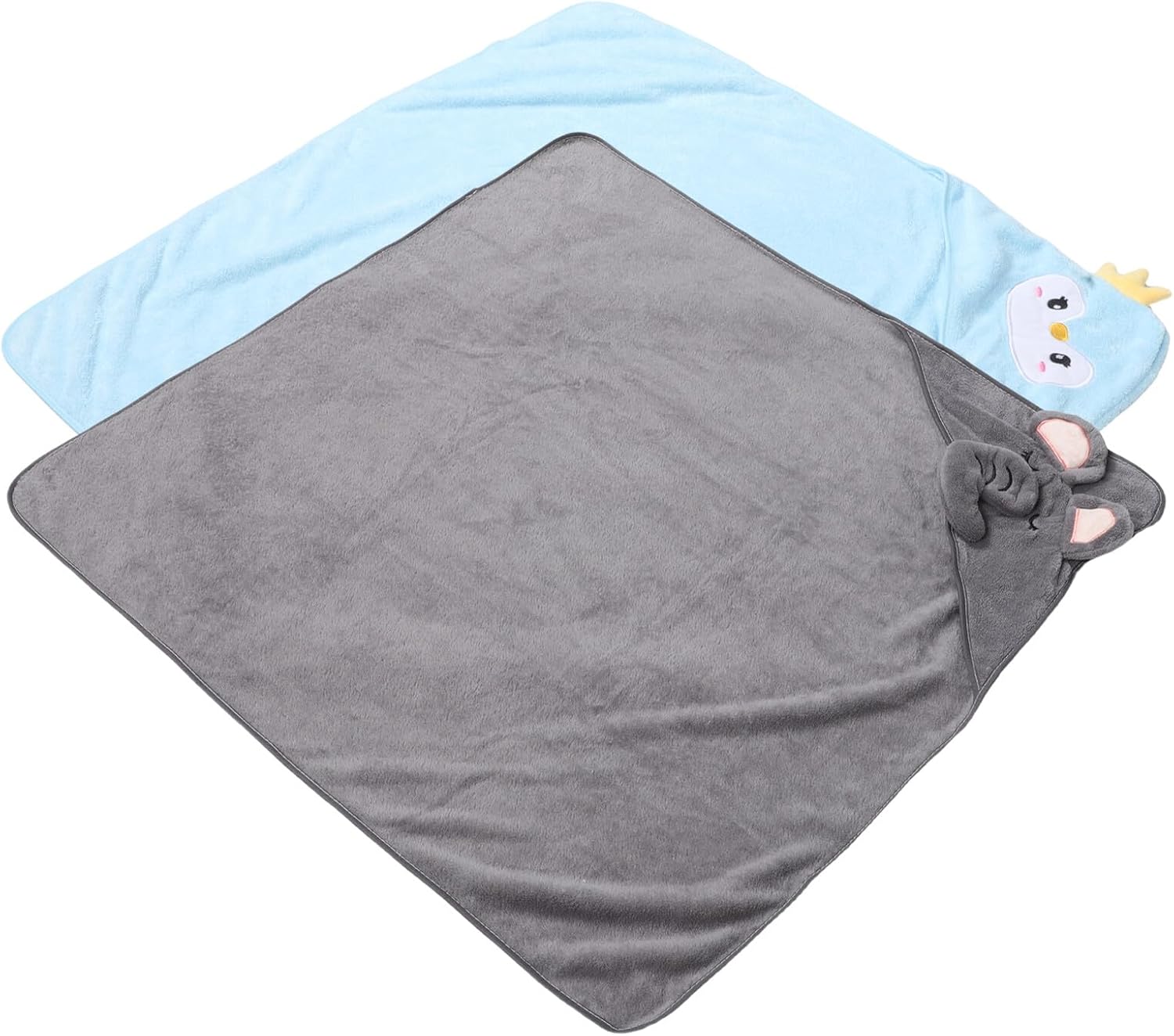ORFOFE 2pcs Hooded Towels with Cute Cartoon Embroidery, Soft and Absorbent Bath Towels for Newborns and Infants, Warm Hooded Bath Blankets Suitable for Boys