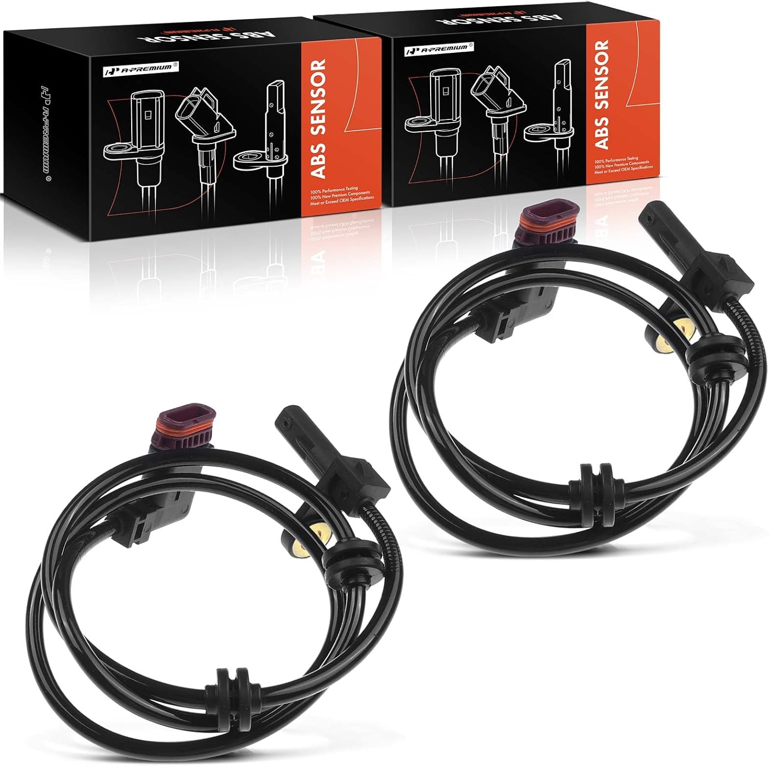 A-Premium 2PC Set Rear ABS Wheel Speed Sensor for Mercedes-Benz CL500 CL600 S550 S600 S65 AMG 2007-2010, CL63 CL65 S63 AMG 2008-2010, S400, S450, S500 - Rear Driver & Passenger Side
