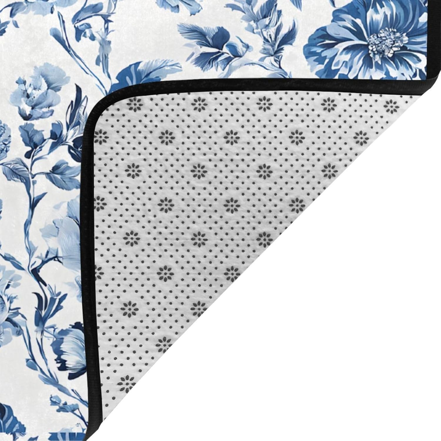 Flannel Non-Slip (Flower Herbs and Herbaceous Plants) Rug Pad 80×50in Soft Washable Protective for Hardwood Floors Bedroom Bathroom Living Room