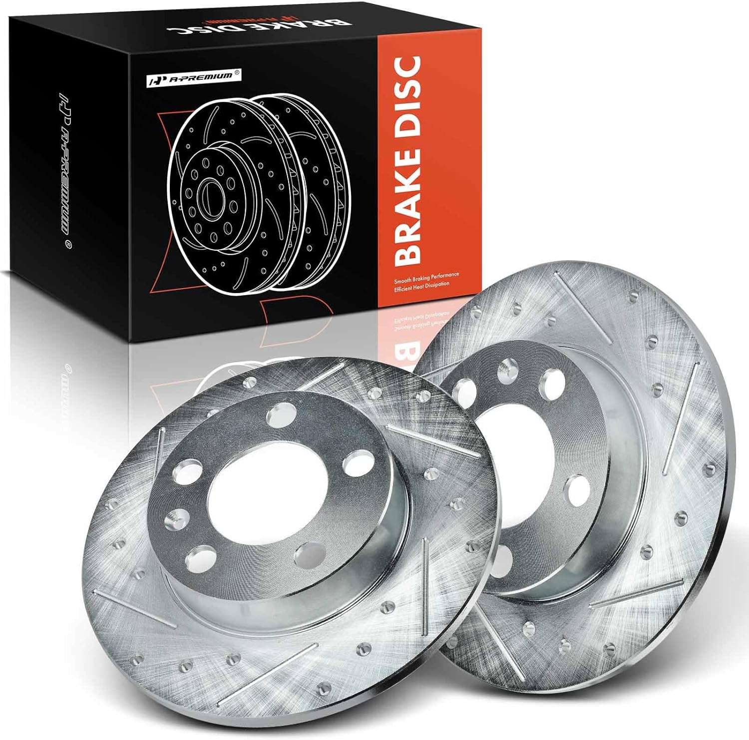 A-Premium 9.14 inch (232mm) Rear Drilled and Slotted Disc Brake Rotors Compatible with Select Volkswagen/Audi Model - Jetta/Golf 1999-2006, Jetta City 2007-2009, Golf City/Beetle/TT