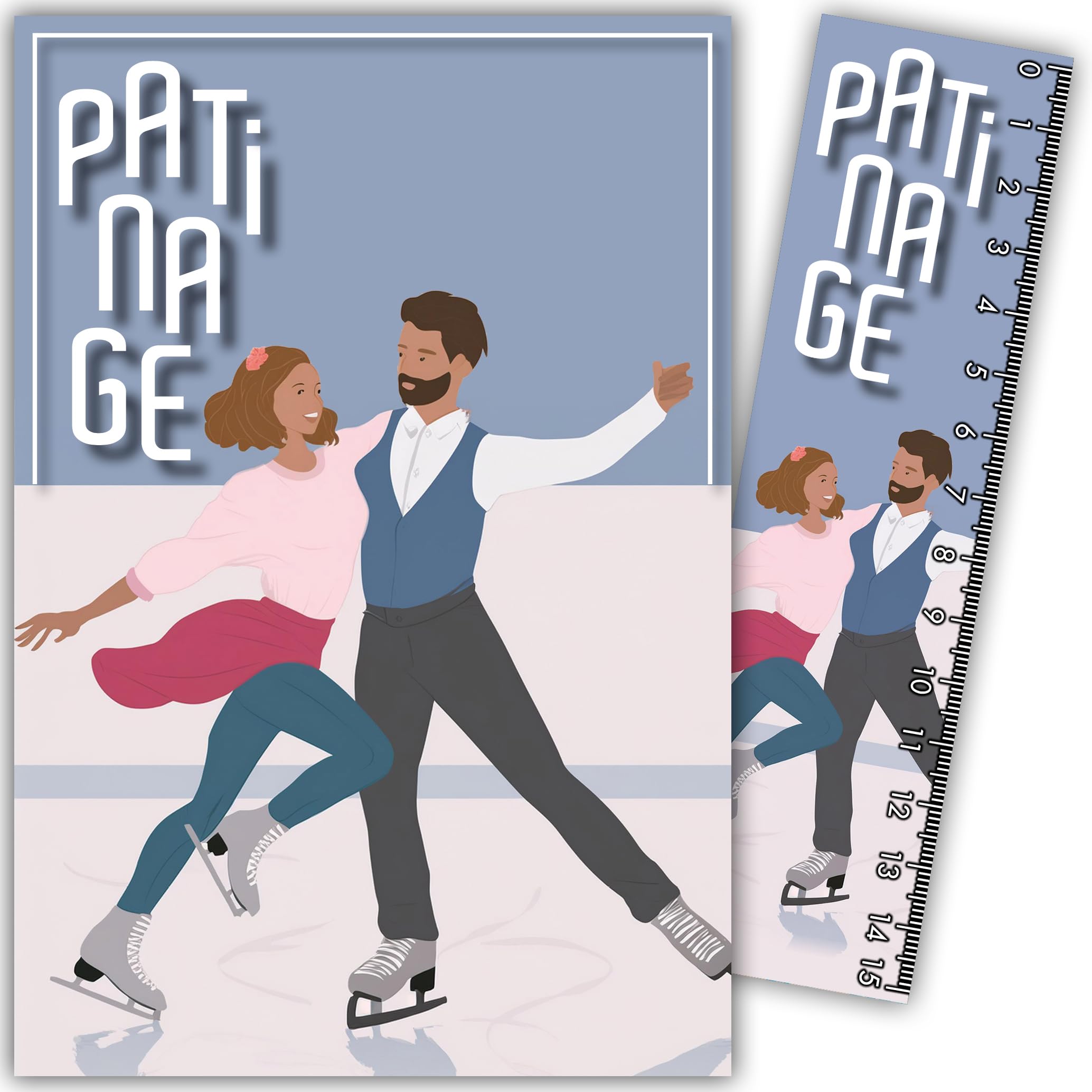 69-1032 Sports Skater Skater Card with Bookmark/15 cm Ruler in Paper and White Envelope Size 12 x 17.5 cm – Birthday or Party Gift – Made in France