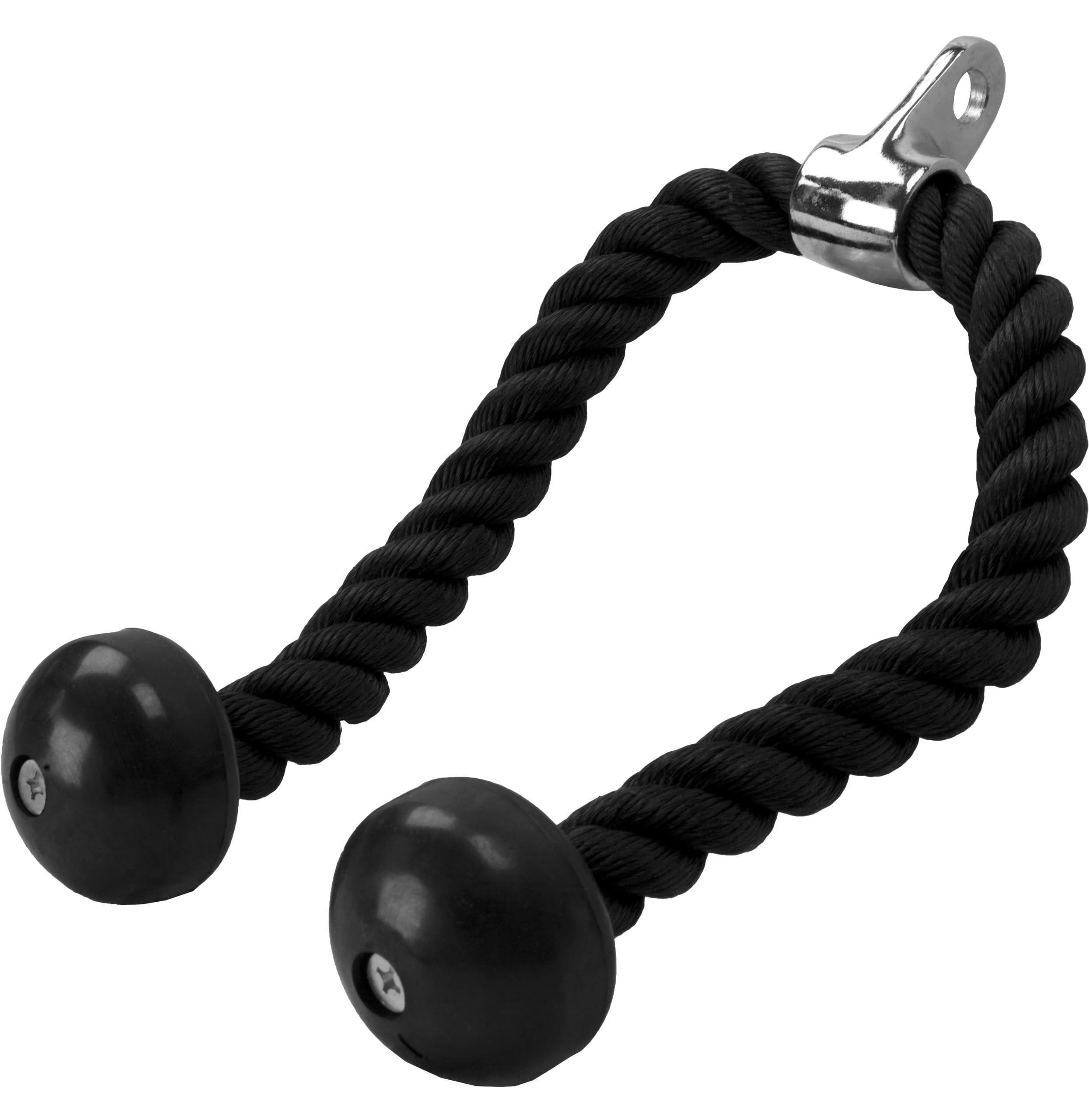 GORILLA SPORTS® Corda per Tricipiti - Lunghezza a Scelta 68 cm, 85 cm o 100 cm, in Nylon, Attacco Cromato, Antiscivolo, Nero - Corda Palestra, Pull Down, Cavi Bodybuilding, Bicipiti, Allenamento