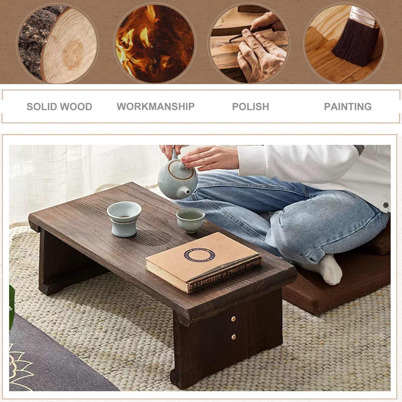Salontafel Met Vouwen Benen Laptop Tatami Tafel Japanse Vloer Theetafel Multifunctionele Lage Tafel Voor Ontbijt Serveer Tray Schrijven Werken Studeren Eten Tekening