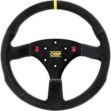 OMP 320 SP Steering Wheel Black Grip Silver Center
