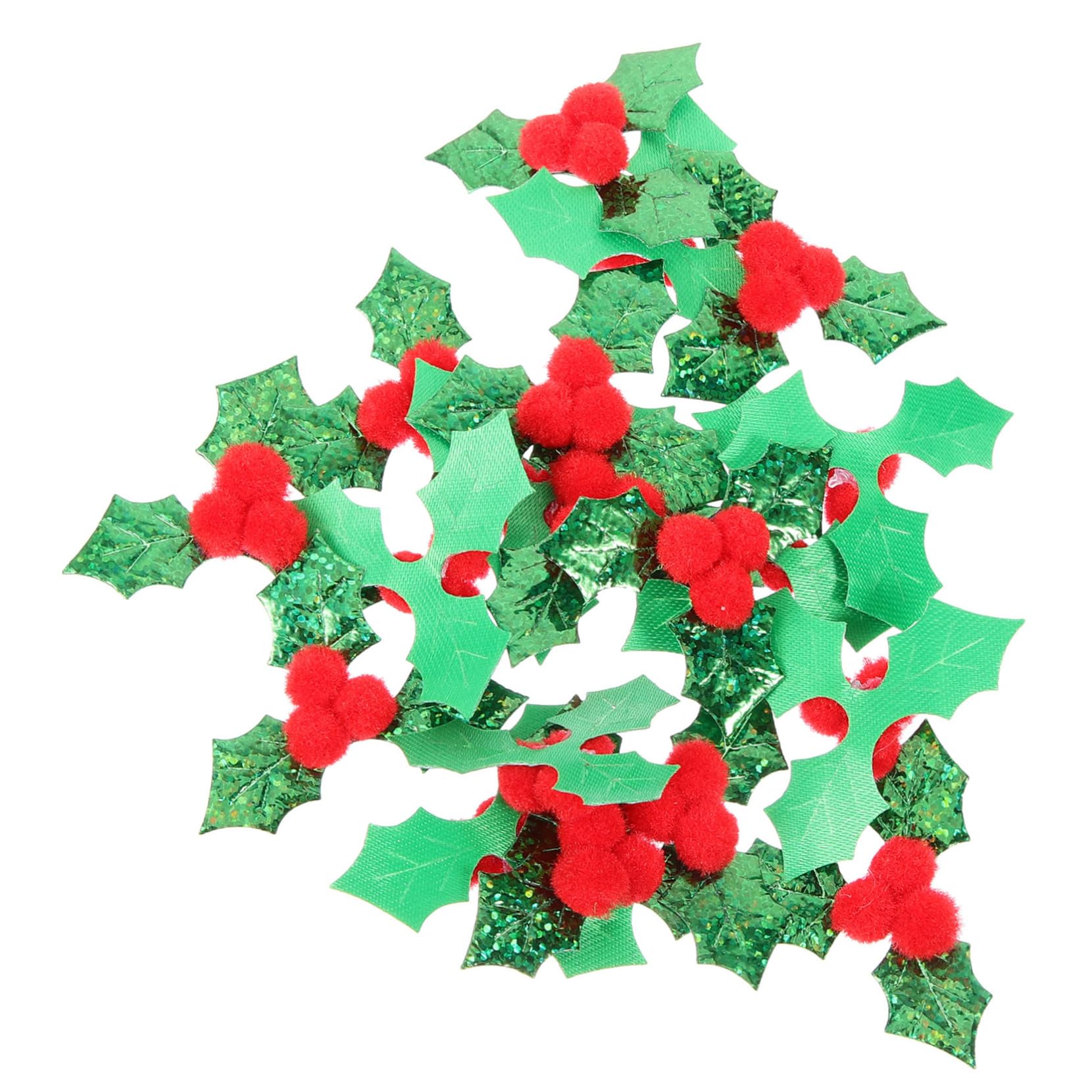 Amosfun 5 Ensembles Décoration De Feuilles De Noël Noël Embellissements De Baies De Houx Fabriquer des Feuilles De Houx Rose Matériel De Couronne De Bricolage Chiffon 100 Pièces X 5