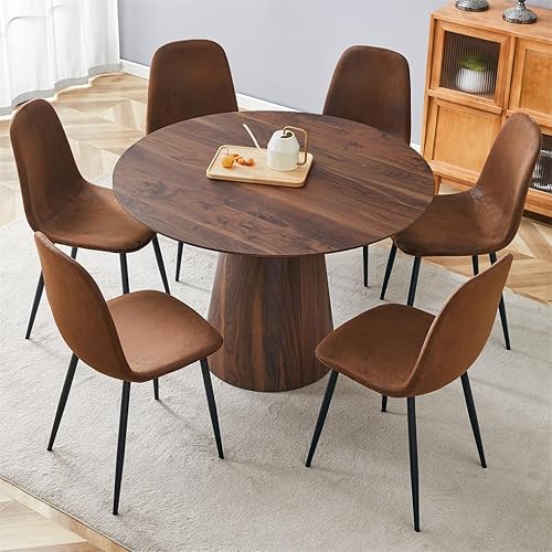 Vista 33 de Juego de mesa de comedor redonda para 4, juego de mesa de comedor pequeña de 45 pulgadas para 4, juego de comedor y sillas de comedor para 4