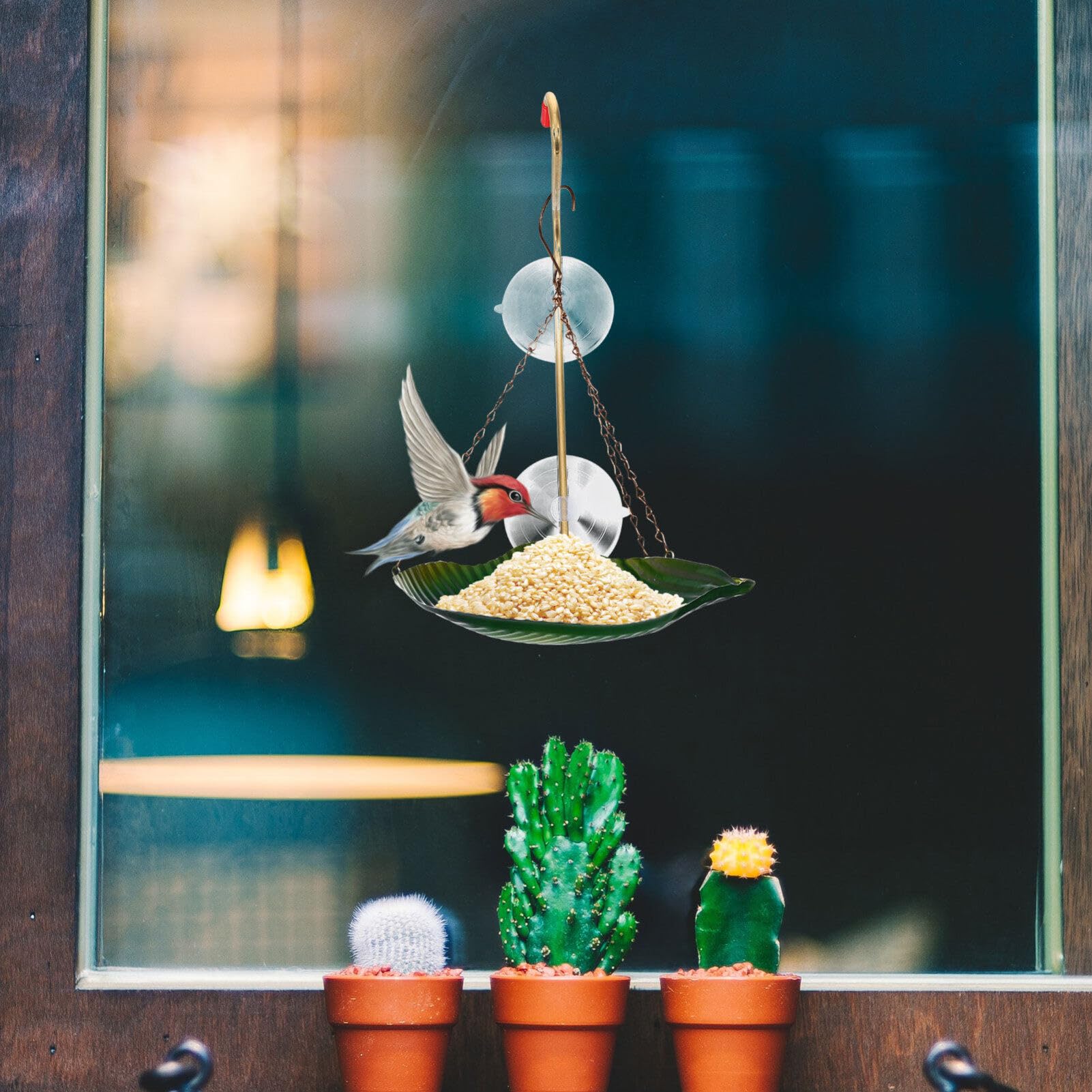 INOOMP Window Mount Hook Copper for Hummingbird Feeder Hanger with Suction Cups