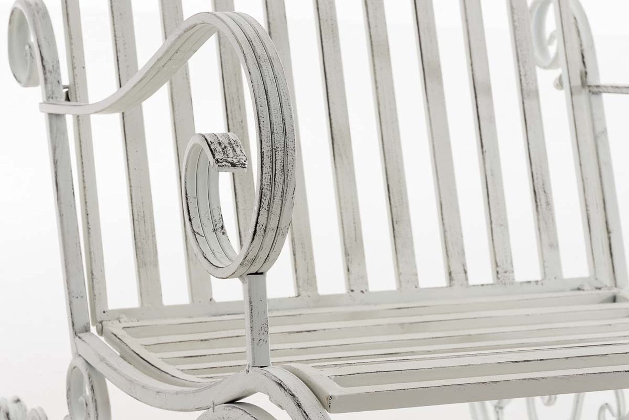 CLP Mecedora Relax Silla Smilla, Resistente al Clima para jardín, Estructura de Metal, Estilo rústico, sillón de Exterior, Color:Blanco Envejecido