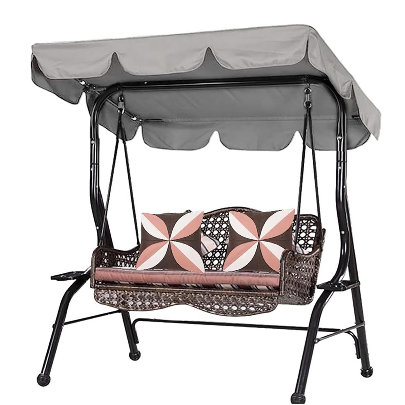 MXCZFC Garden Swing Canopy Replacement, Swing Chair Canopy Replacement, Waterproof Windproof Anti-UV Heavy Duty Rip Proof Hammock Top Cover Fit for 2/3 Seater Swings Chair,Grey,195x125x15cm