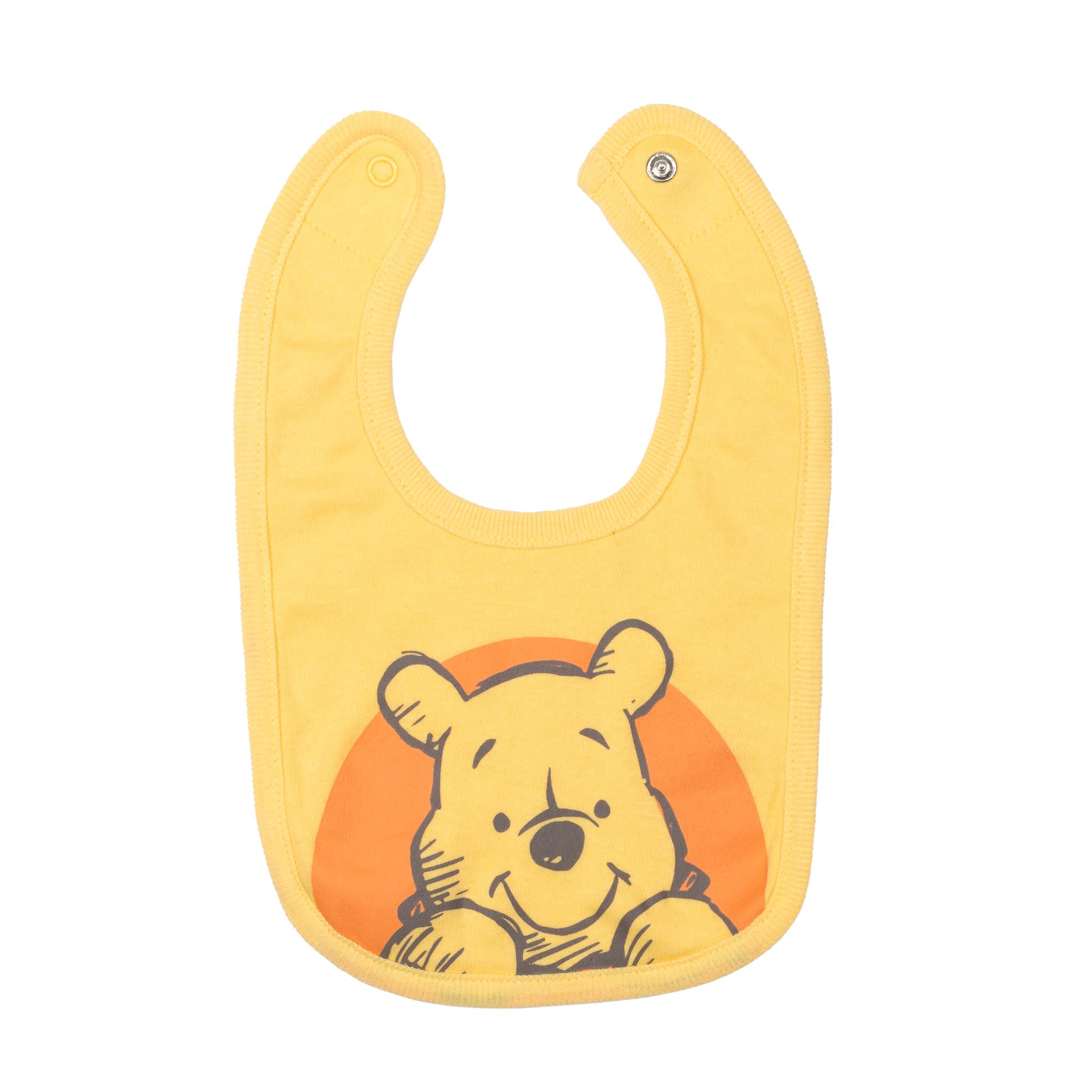 Disney Winnie Puuh Baby-Body, Hose, Lätzchen und Mütze, 4-teiliges Outfit-Set, Neugeborene bis Säuglinge