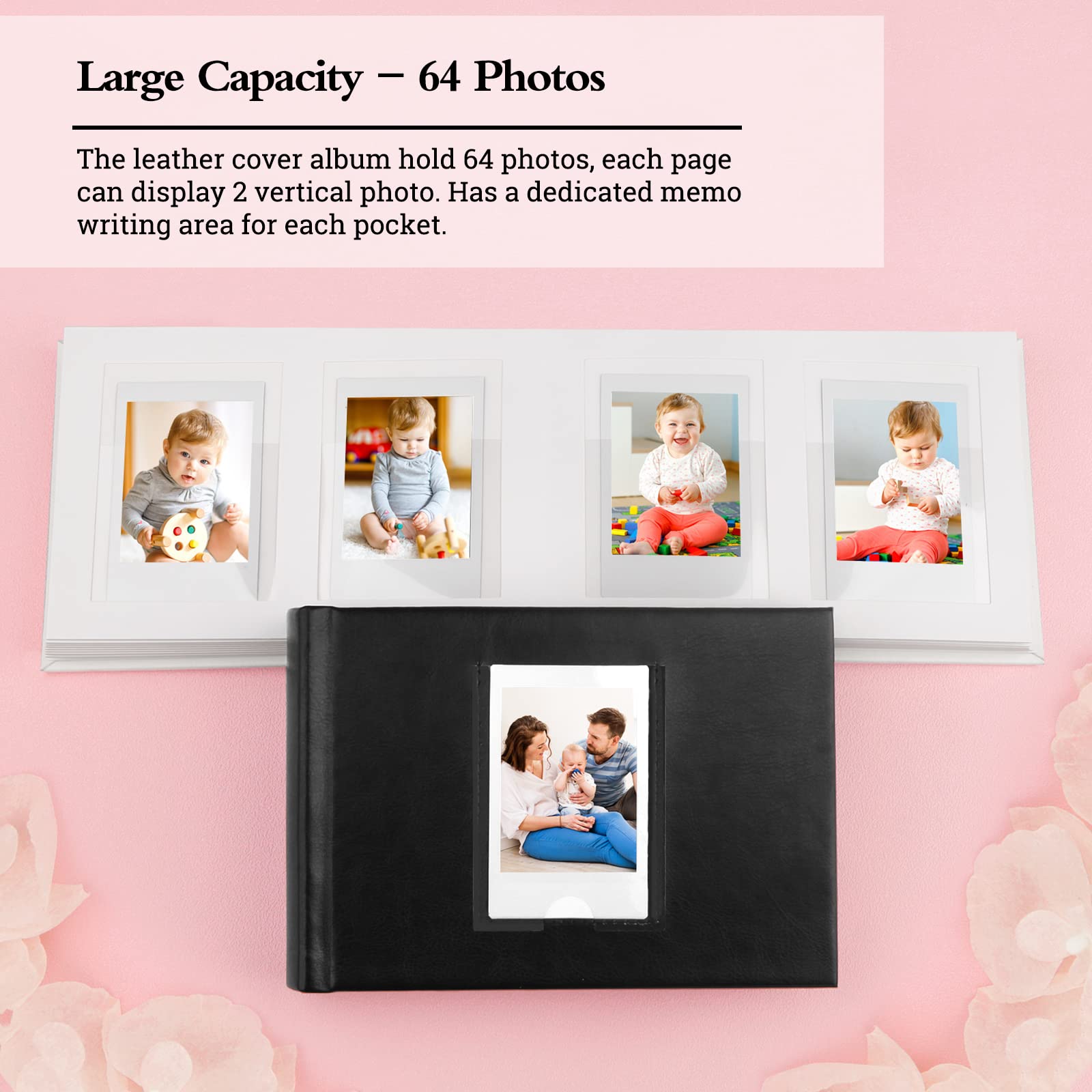 Fujifilm Instax Mini album fotograficzny do zapisywania zdjęć, album fotograficzny do aparatów Polaroid, 64 kieszenie na aparat fotograficzny Fujifilm Instax Mini 11 9 8 40