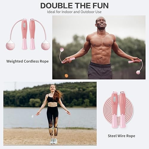 Miniatura 3 de Cuerda de saltar con contador  Saltar sin cuerda inalámbrica para entrenamiento de fitness  Cuerda de velocidad con mango digital para ejercicios