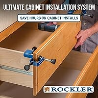 Vista 3 de Rockler Abrazaderas de instalación de cajones de gabinete, cajón derecho, izquierdo, herramientas de gabinete, acero, cajón delantero de plástico