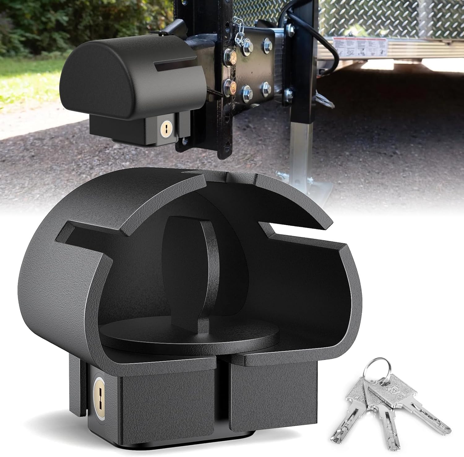 Trailer Lock, Anti Theft Trailer Coupler Locks Fits 2" and 2-5/16"-Inch Couplers, Heavy-Duty Steel Trailer Hitch Locks, Camper Accessories for Travel Trailers Boats Trucks Rvs