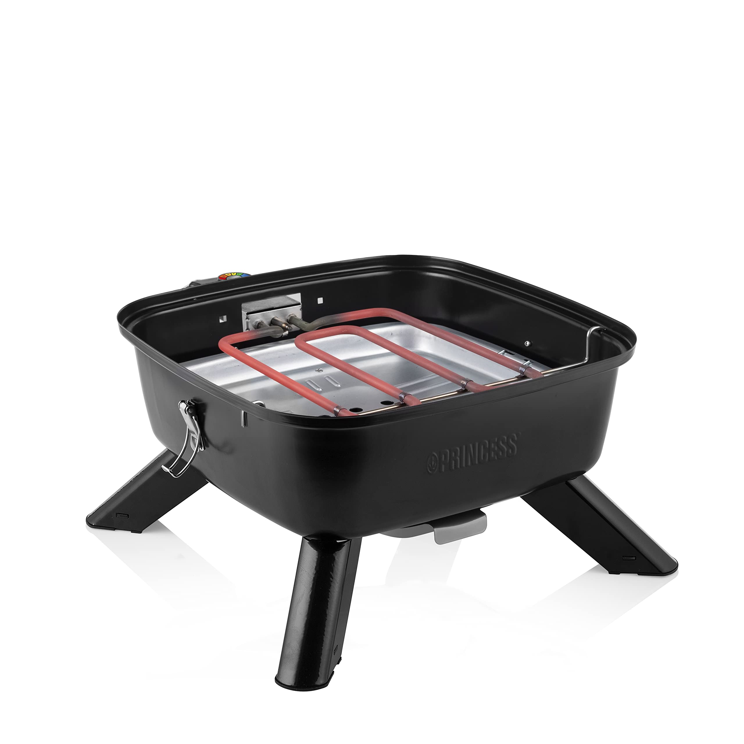 Princess 112256 Barbecue Ibrido Portatile, Elettrico e a carbonella, Metallo, Nero