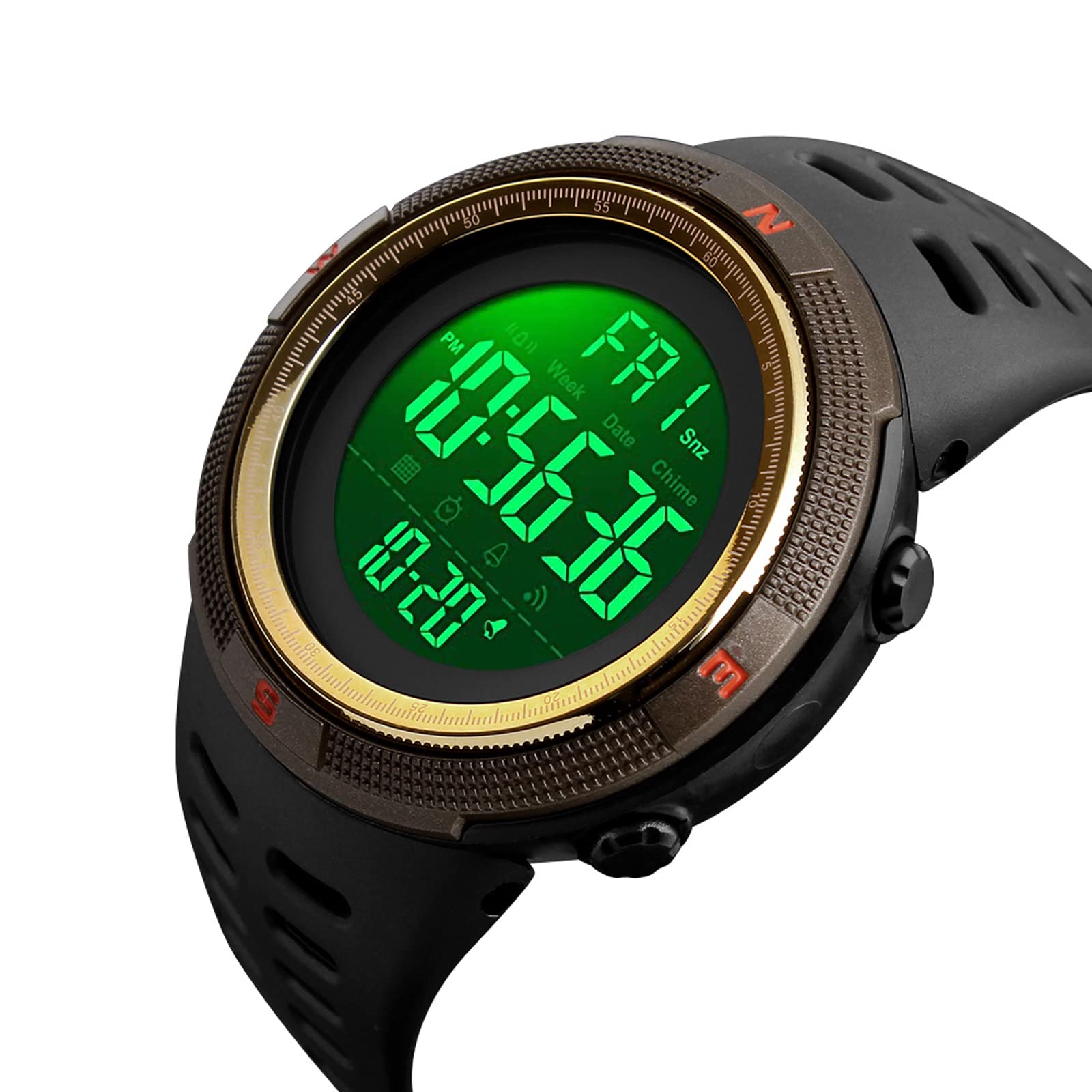 SKMEI Orologio Sportivo Digitale Uomo – 50m Impermeabile, LED, Cronometro E Allarme, Nero-Rosso