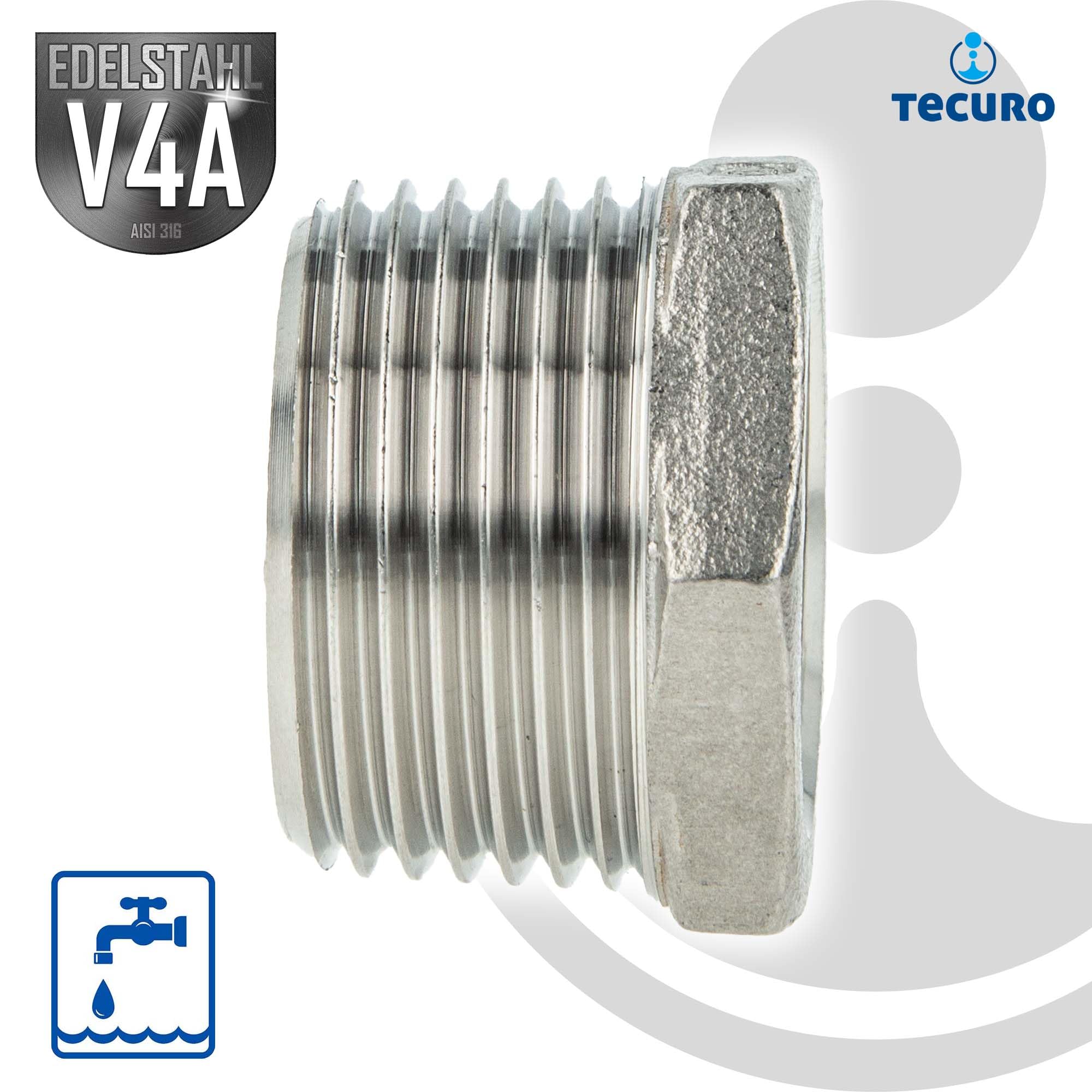 tecuro Reducer Stainless Steel V4A (AISI 316), AG x IG 2 x 3/4