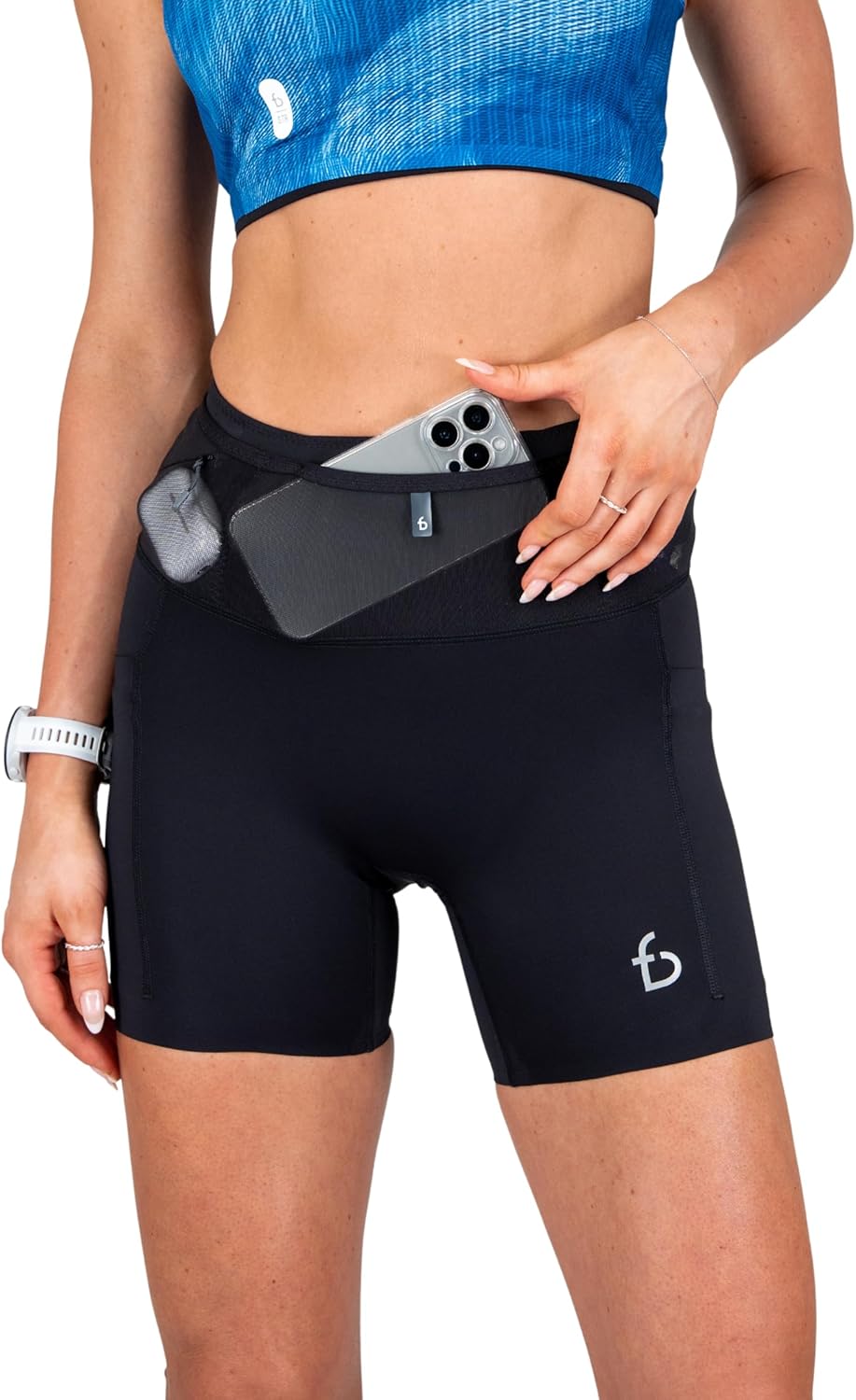 FlipBelt Women’s Air Compression Shorts – Lightweight, Moisture-Wicking with Built-in Phone Pocket – USA Small Business