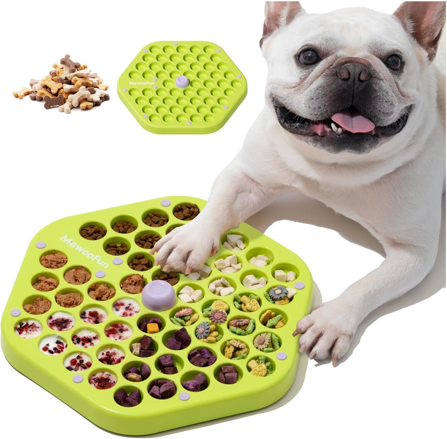 MEWOOFUN Dog Puzzle Toy for Smart Dogs, Level 3 Enrichment Toys for Pets IQ Training, Cat Slow Feeder Interactive Toys Cat Treat Puzzle for All Breeds (Green-Slow Feeder)