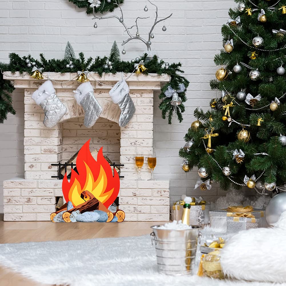 Toyvian Feu Artificiel 3D En Carton Lot De 2 - Faux Feu De Camp Réaliste Pour Décoration Fête Et Camping