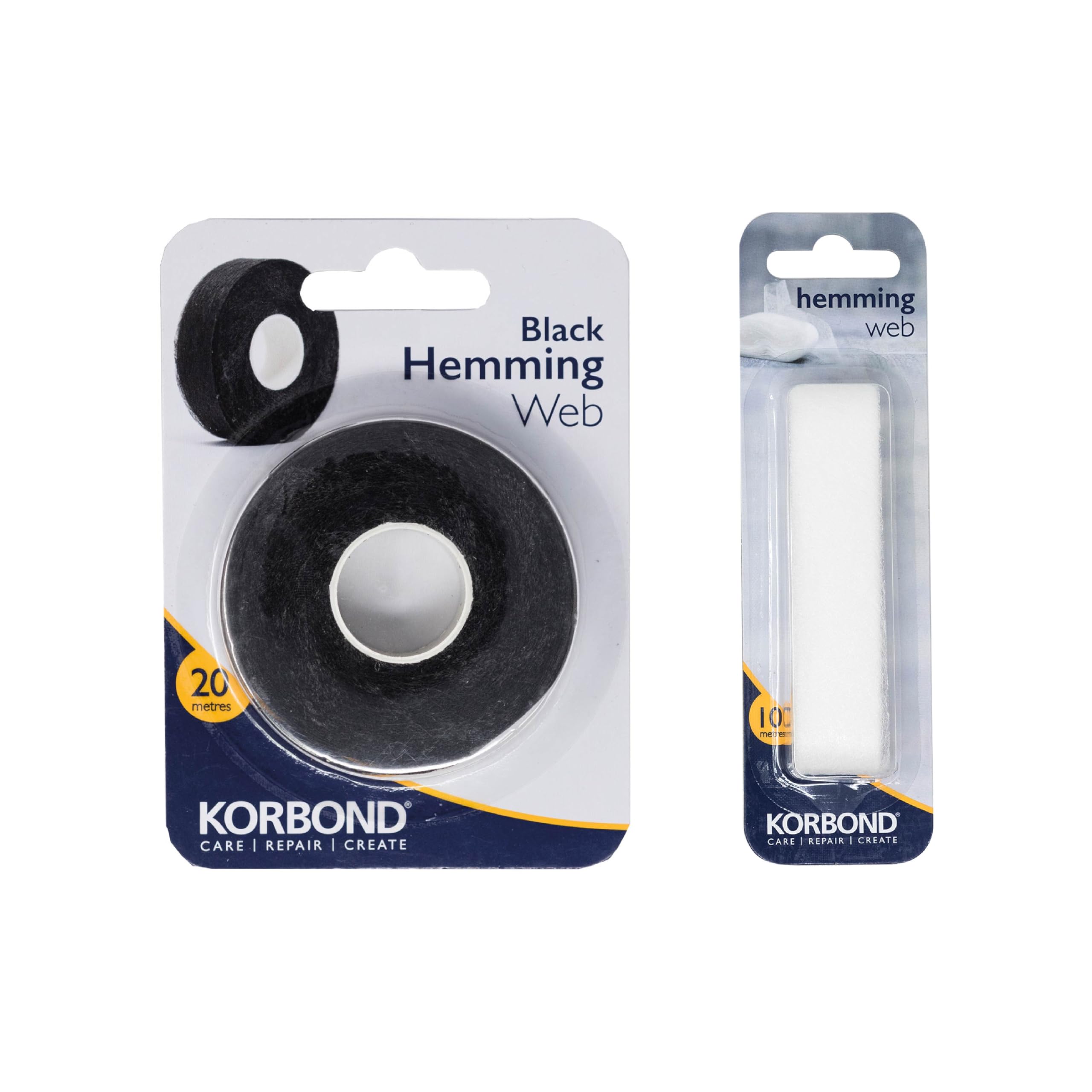 KORBONDHemming Web - 20m Black + 10m White Hem Tape - No Sew Hemming -– Invisible Mending Tape for Fabric - Iron On Hem Tape - NO Sewing Required Adhesive Fabric Tape, Webbing Tape, Hemming Tape