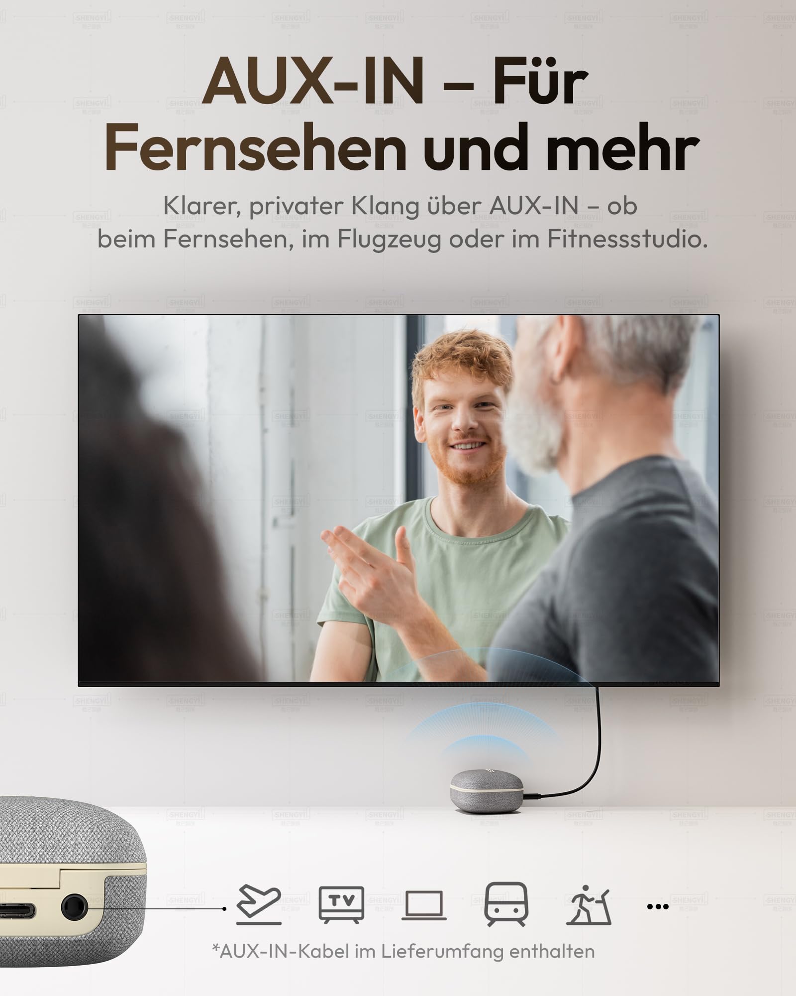 Wave Lite Soundgerät für Senioren, bis zu 40 dB Verstärkung, DNN/KI Sprachfokus, AFC gegen Rückkopplung, Bluetooth Dual, AUX-IN für TV & Alltag (Polarstern)