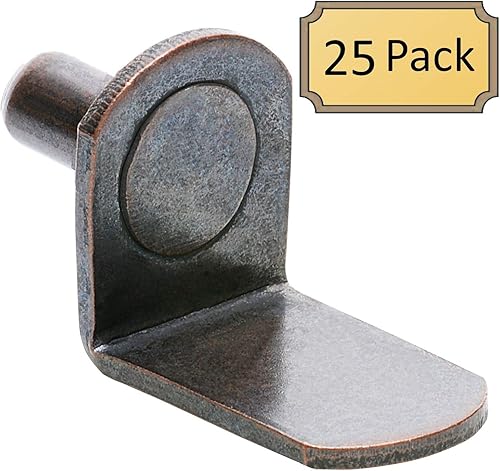 Miniatura 2 de Pinzas de soporte para estante de gabinete de 0.197 in (25 unidades)  Clips en "L" para cocina y estantería  Bronce antiguo